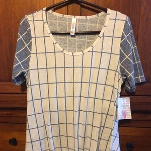 NWT Lularoe perfect T blue/white